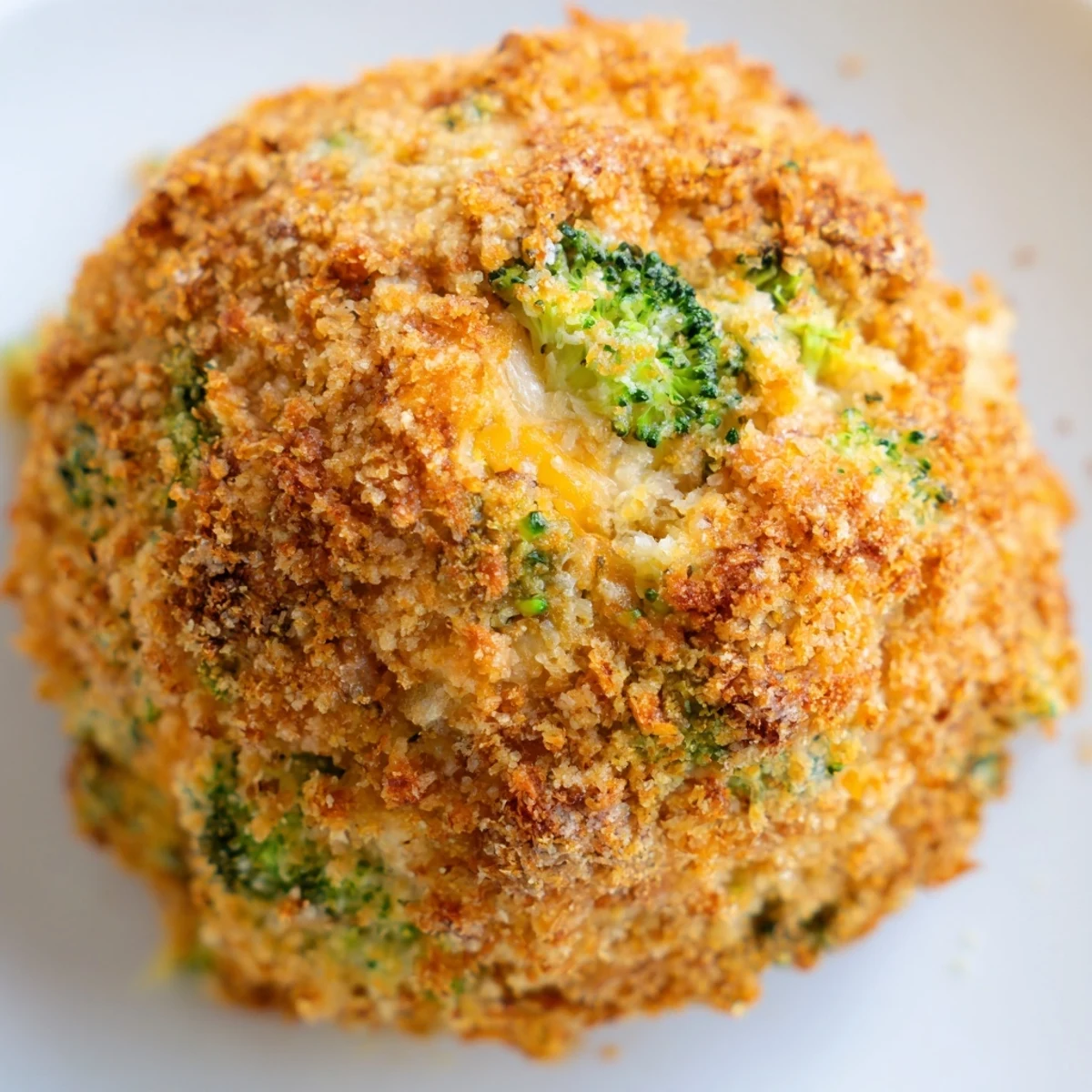 Golden brown baked broccoli and cheese balls arranged on a white serving platter with marinara dipping sauce
