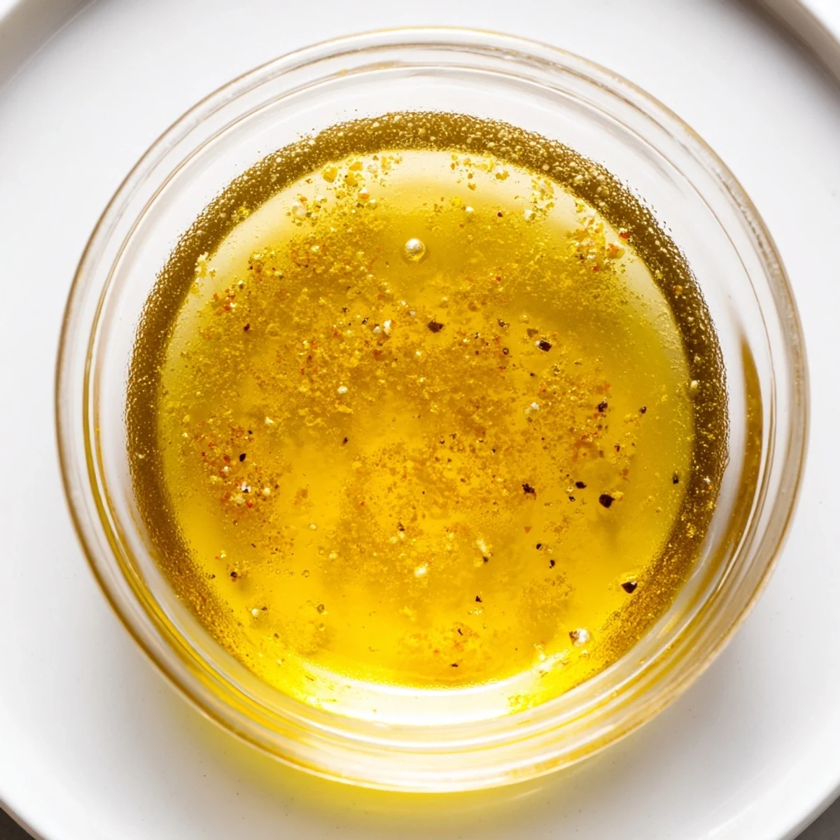 Zesty bright lemon vinaigrette dressing emulsified in glass jar with olive oil swirl