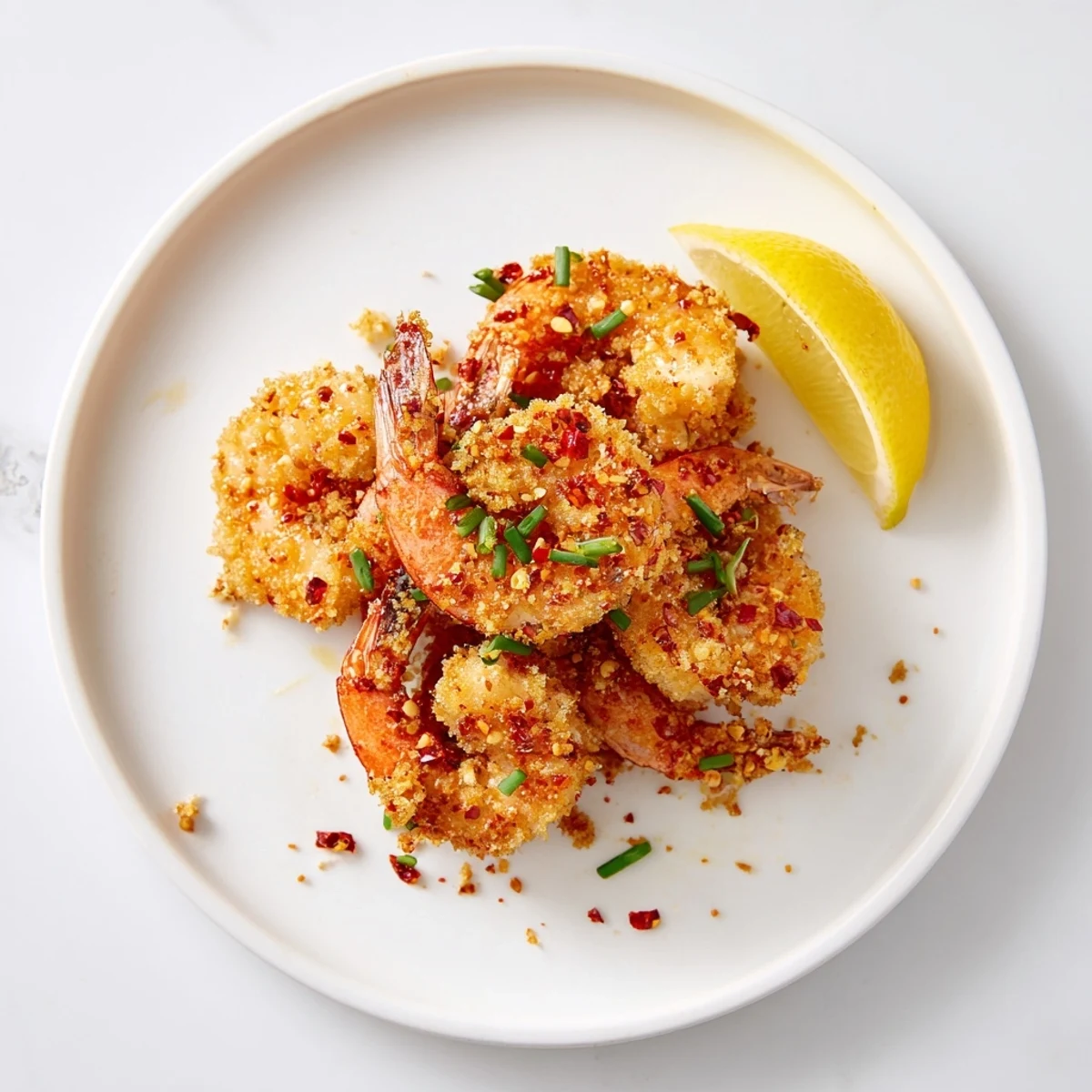 Crispy fried shrimp tossed in hot honey glaze served with lemon wedges and garnish