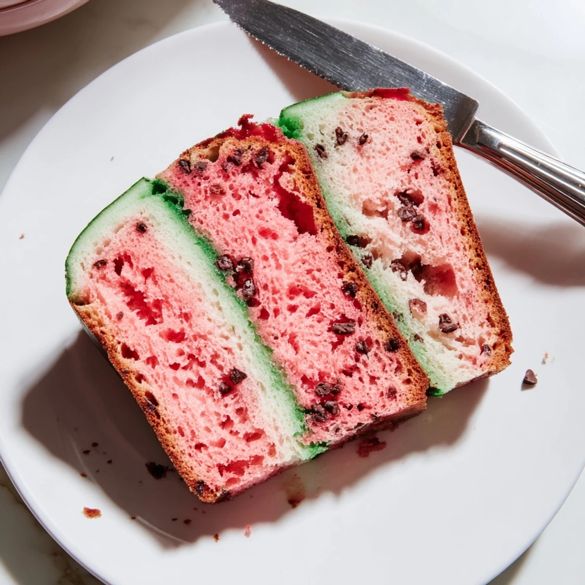 Soft watermelon bread with tender crumb and subtle fruity sweetness, perfect for summer gatherings and kids