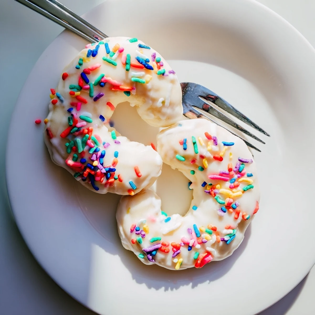 Traditional Italian Easter cookies shaped into rings with sweet citrus glaze and pastel sprinkles scattered on parchment paper