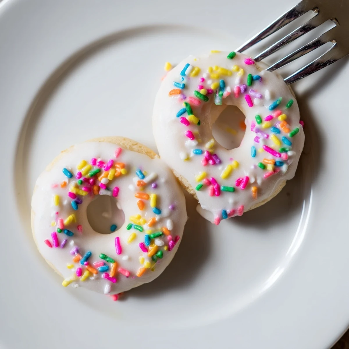 Homemade Italian Easter cookies with smooth vanilla icing and festive rainbow sprinkles arranged on a decorative serving platter