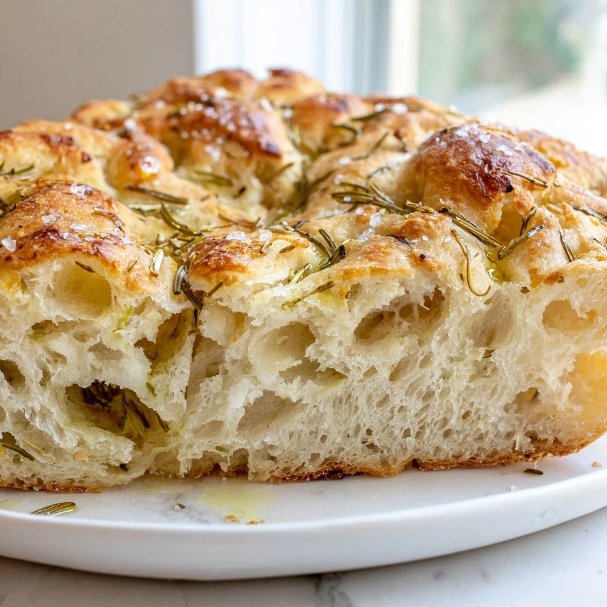 Warm cast iron skillet bread infused with aromatic roasted garlic and fresh rosemary sprigs