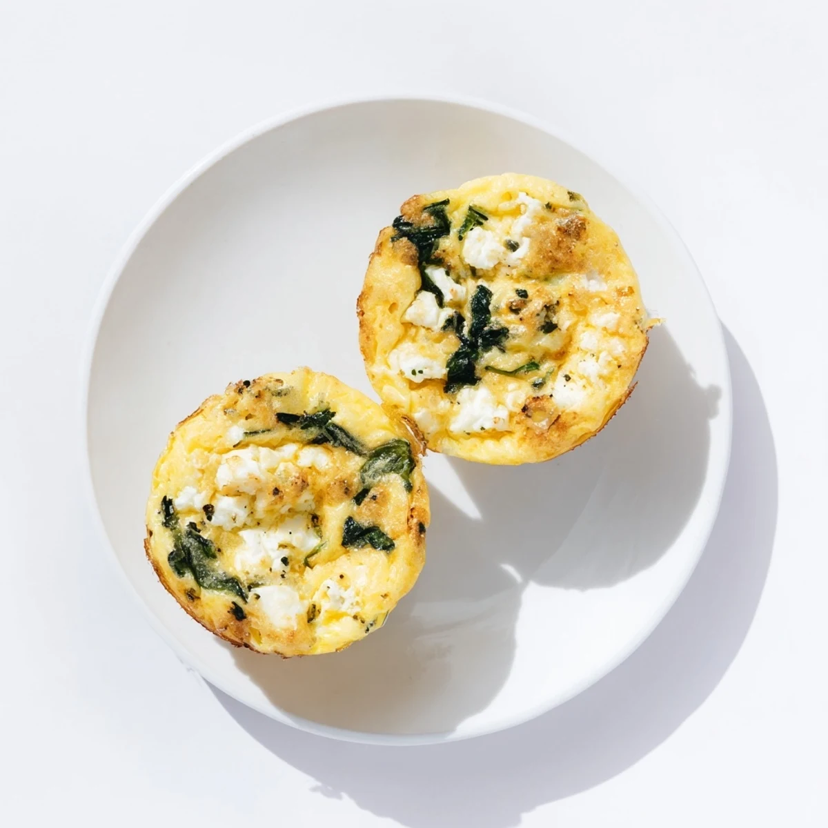 Savory egg muffins with spinach and feta cooling on a wire rack