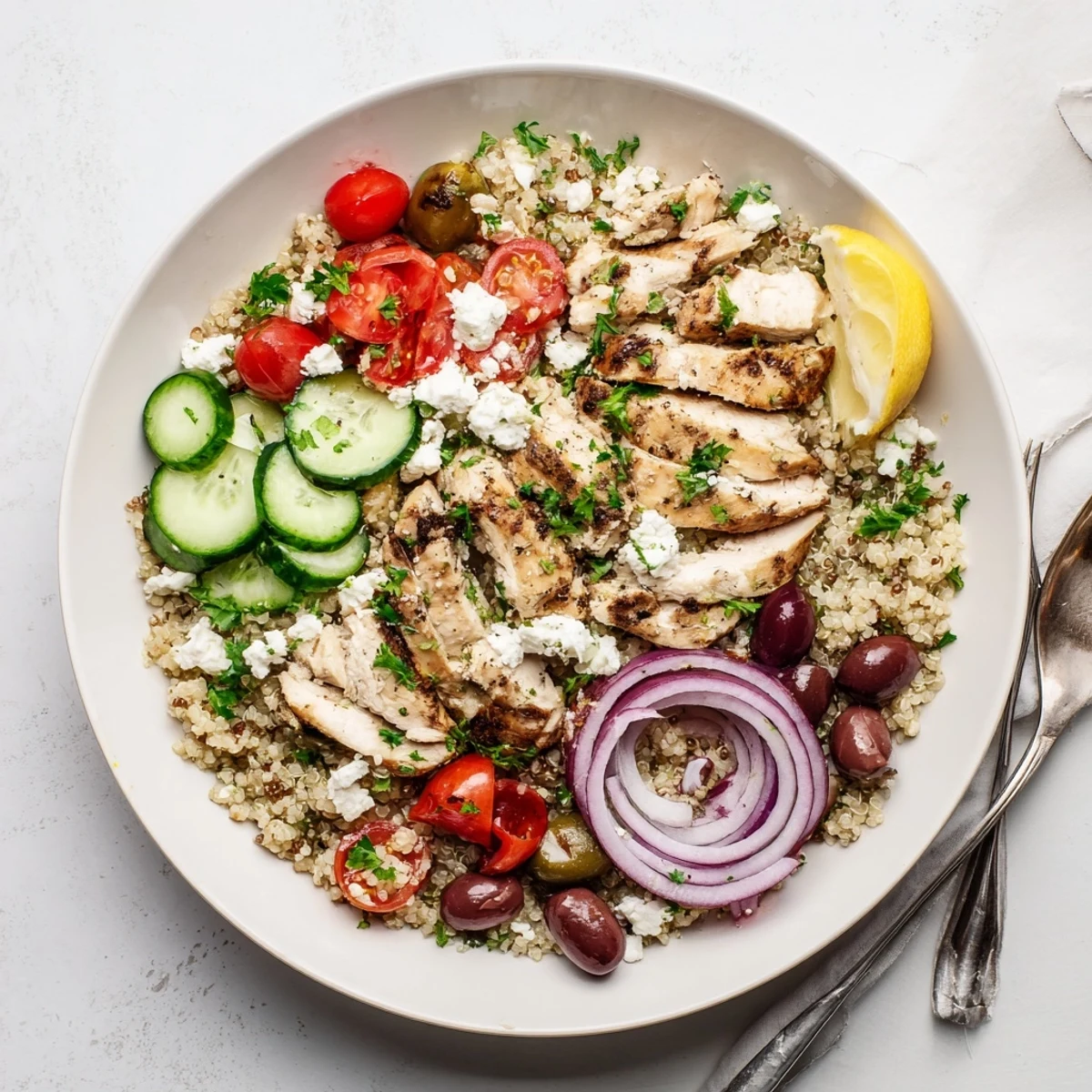 Mediterranean Chicken Quinoa Bowl