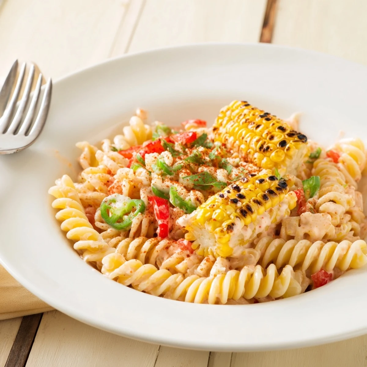 Chilled Street Corn Pasta Salad served at summer picnics with smoky, zesty dressing.