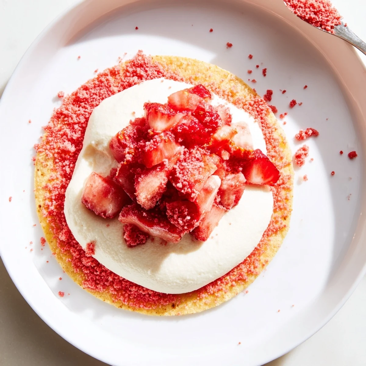 Golden crisp shells hold Strawberry Crunch Cheesecake Tacos, pillowy filling and crunchy rim