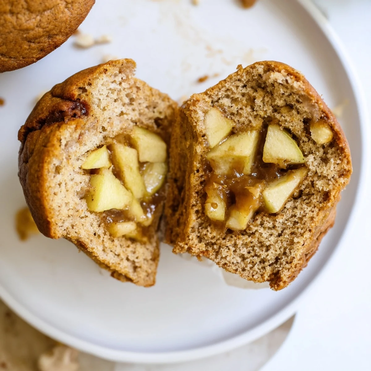 Steaming Healthy Apple Cinnamon Greek Yogurt Muffins on a rack, warm cinnamon aroma
