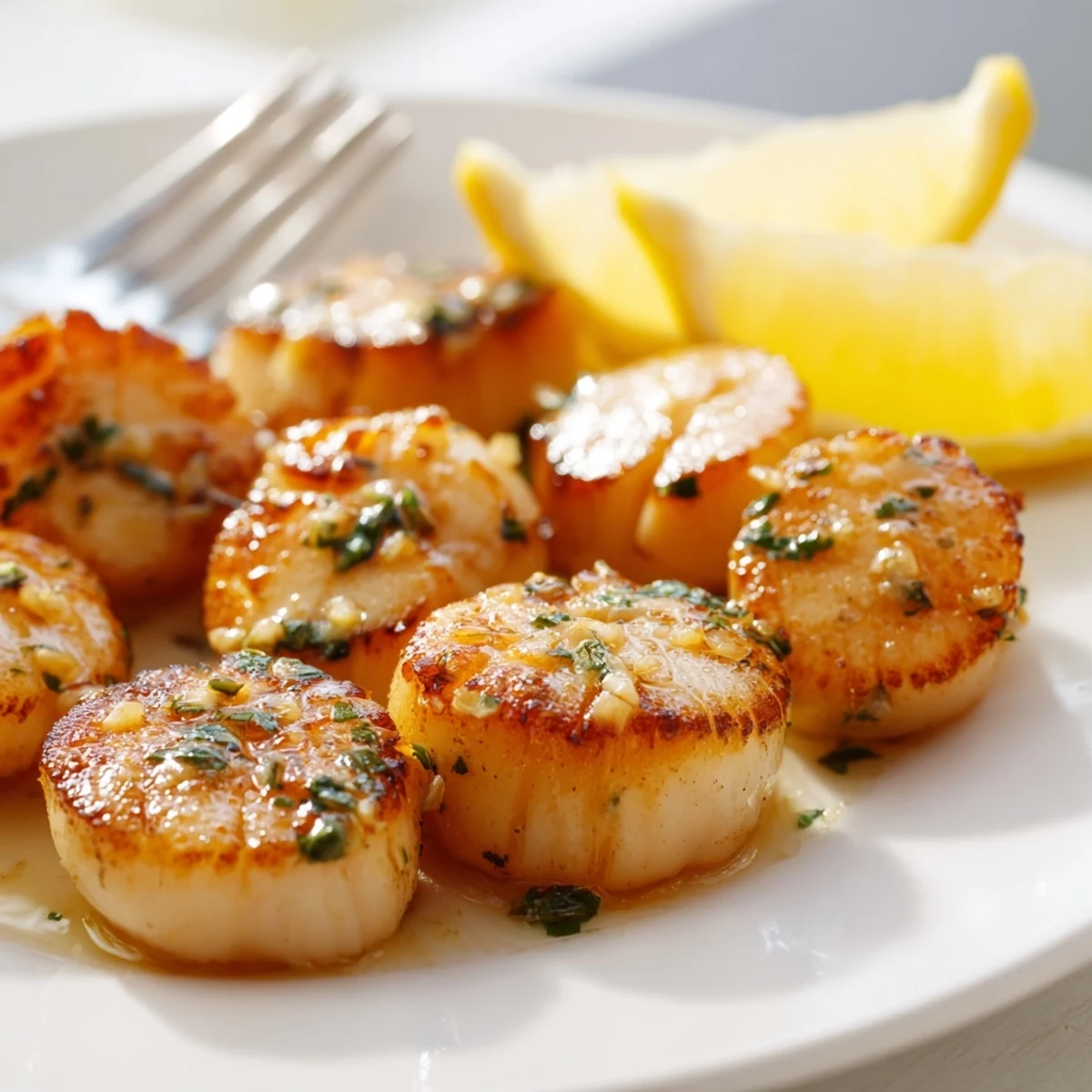 Delicious grilled scallops recipe featuring golden brown crust with light citrus and garlic seasoning