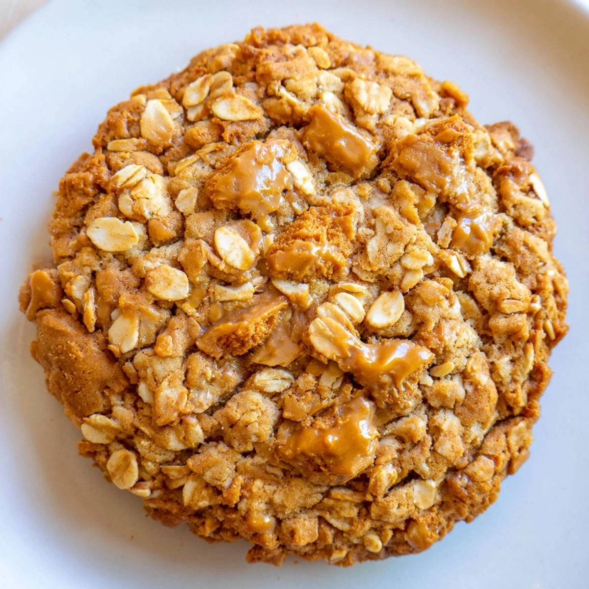 Freshly baked Biscoff oatmeal Lotus cookies cooling on wire rack with chunky texture