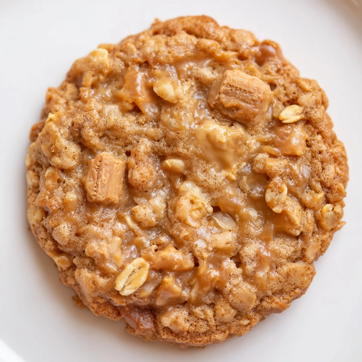 Homemade Biscoff oatmeal Lotus cookies stacked on white plate showcasing crispy oat texture