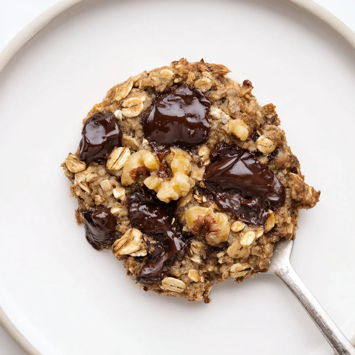 Homestyle Banana Oat Cookies with melted chocolate chips, perfect breakfast snack
