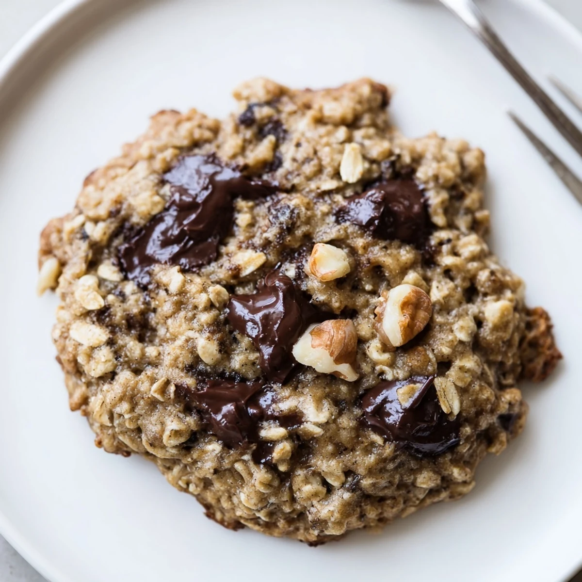 Golden edged Banana Oat Cookies served with a mug of coffee, inviting