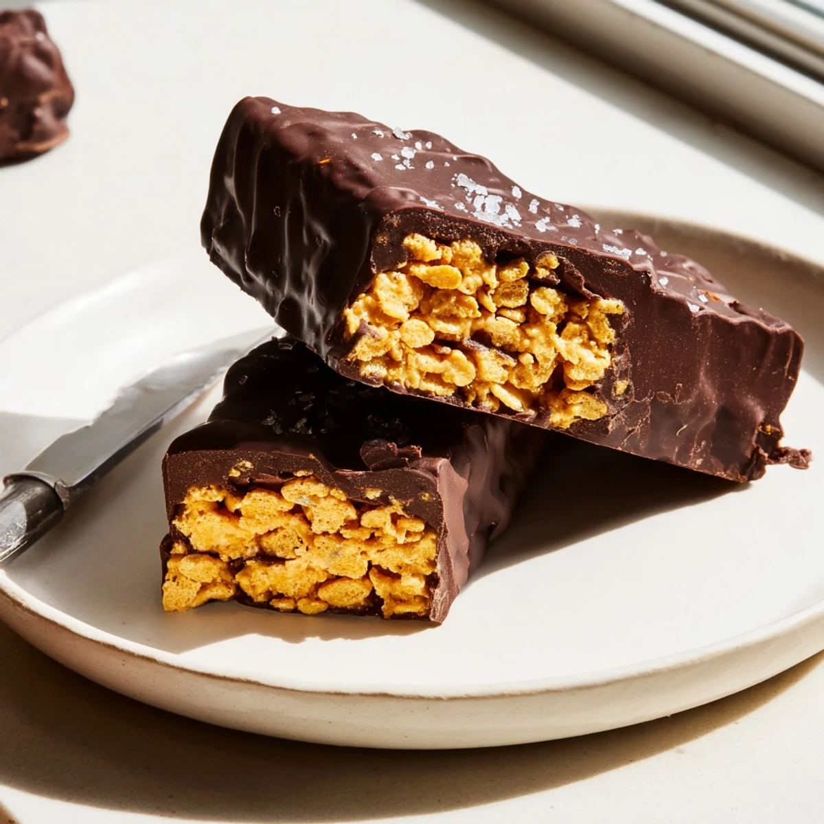 Golden crispy Healthy Homemade Butterfingers drizzled with rich dark chocolate ready for a crowd-pleasing dessert