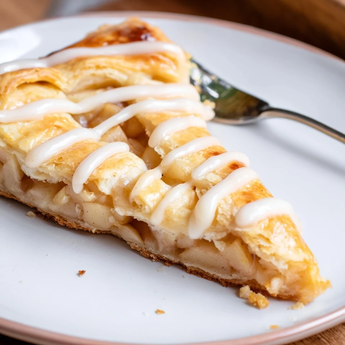 Golden apple cheese danishes topped with sweet spiced fruit and creamy glaze  