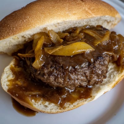 Smothered Hamburger Steak Sandwiches